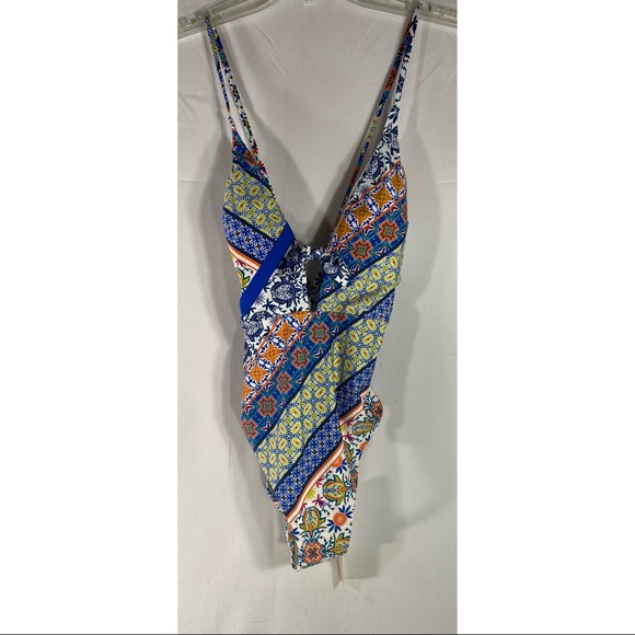 NWT Nanette Lepore Patchwork Goddess one piece swimsuit with key hole front open - Picture 3 of 10